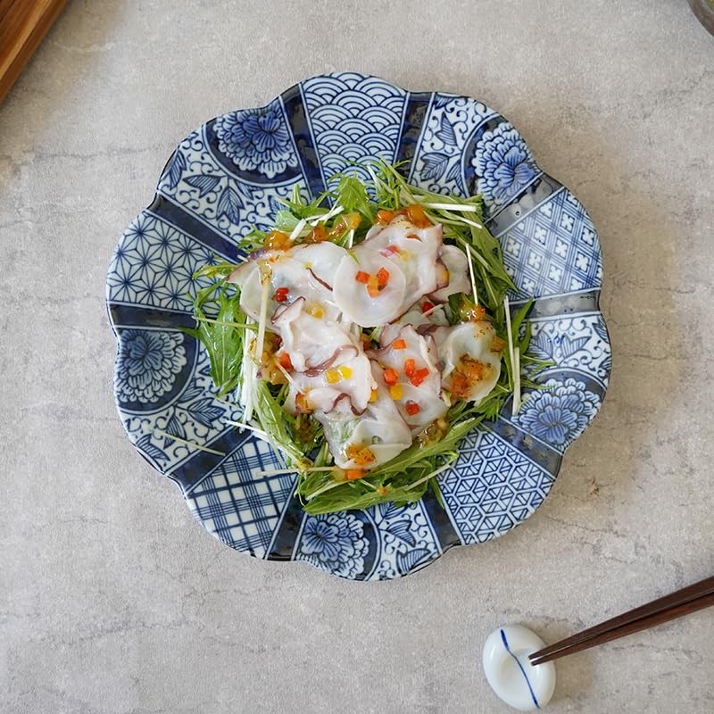 Amazon.co.jp: EAST table(イーストテーブル) 大皿 24cm 紺青華 和食器